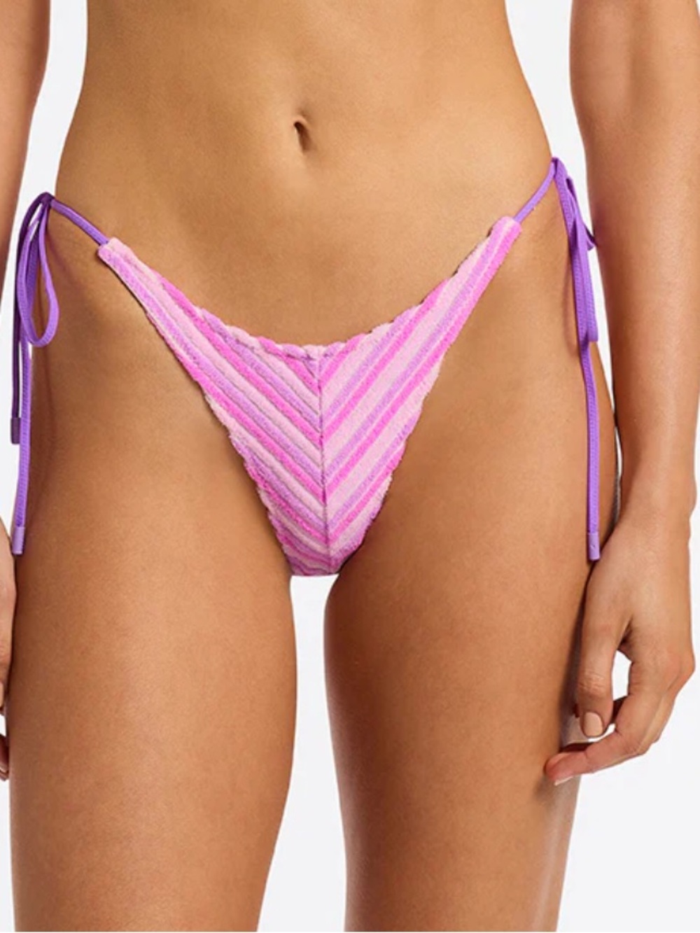 triangl swimwear Pink Striped Tie-Side Bikini Bottom and top  size Medium